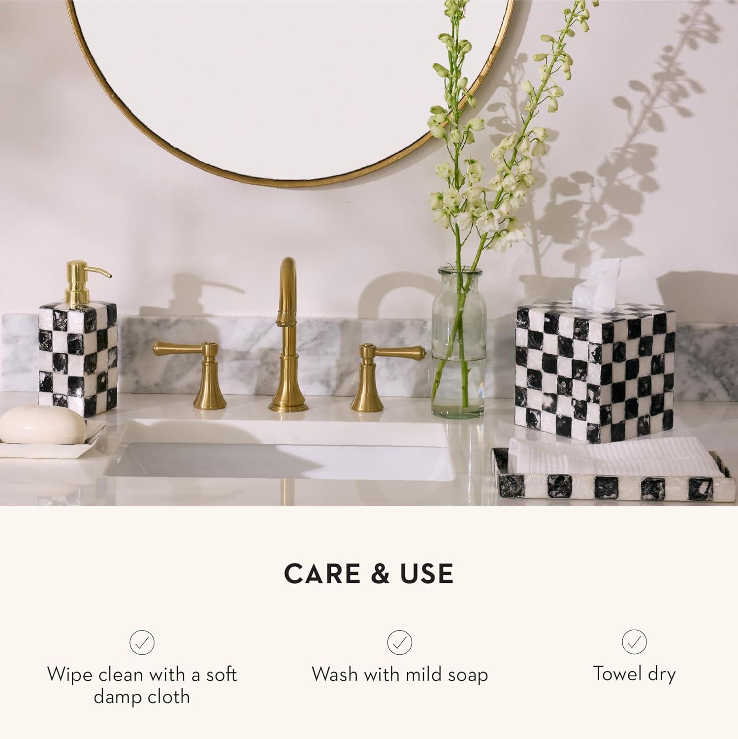 Black and White Capiz Square Tissue Box Cover