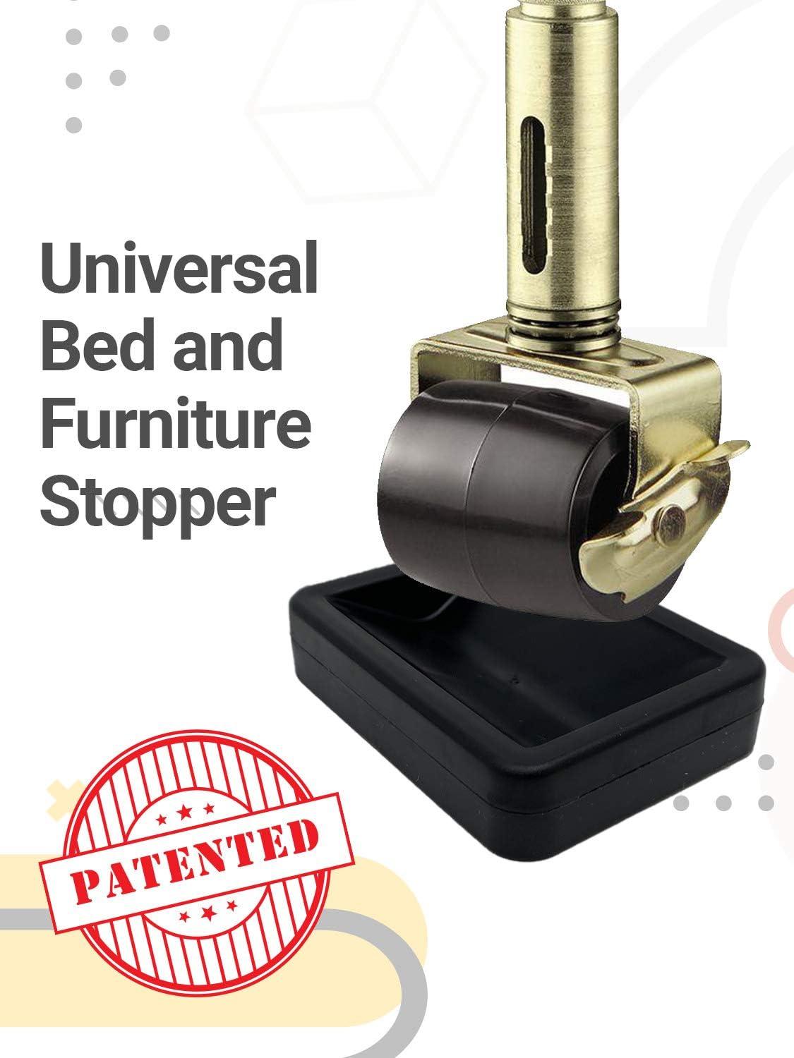 SlipToGrip 4-Pack Bed and Furniture Stoppers to Prevent Sliding - Wheel Stopper for Furniture and Bed Frame Wheel Stoppers - No Slip Stopper for Chairs, Desks, Sofas - Protects All Floors - Black