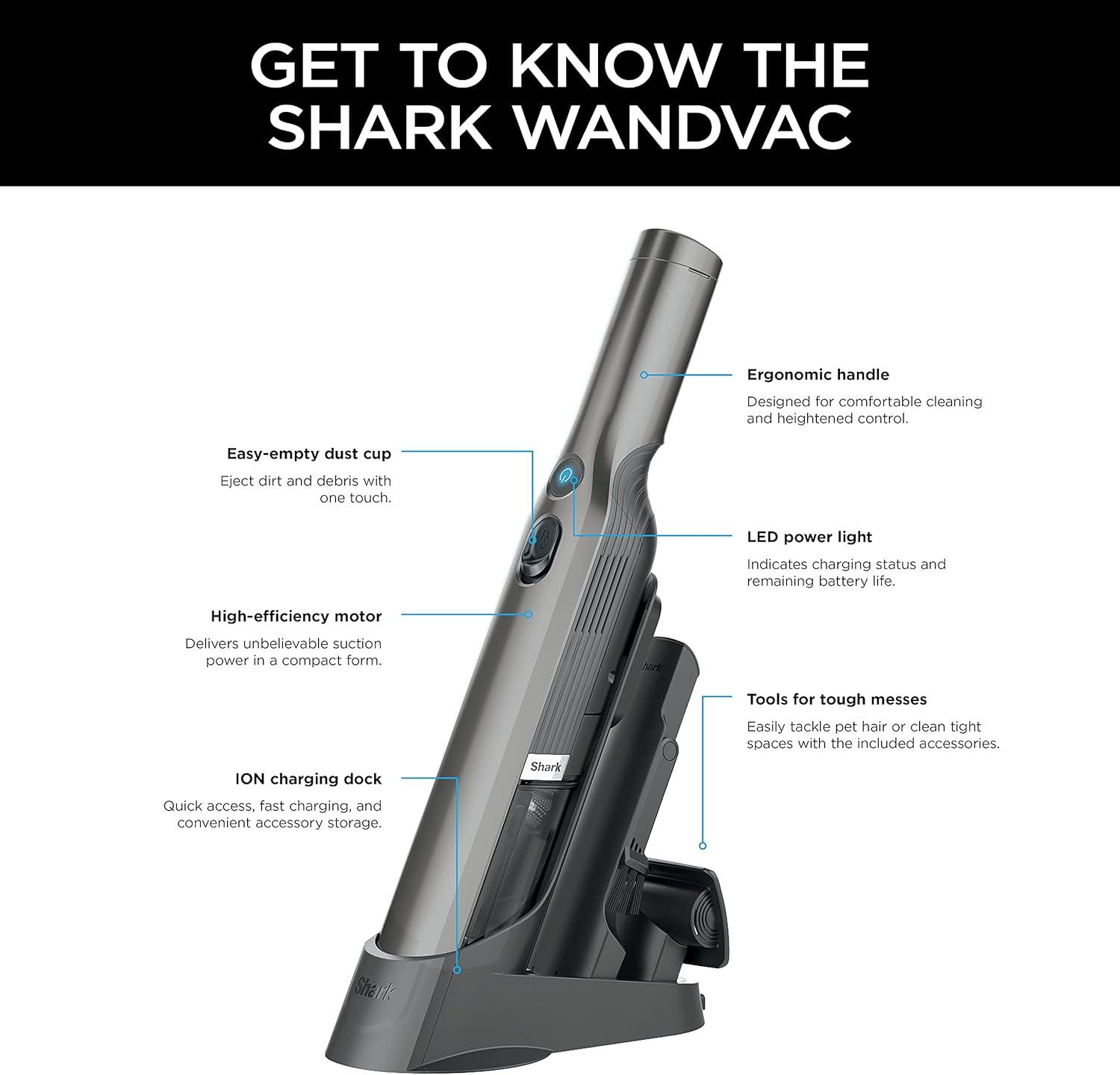 Shark lon WANDVAC System Ultra-Lightweight Powerful Cordless Stick Vacuum with Charging Dock