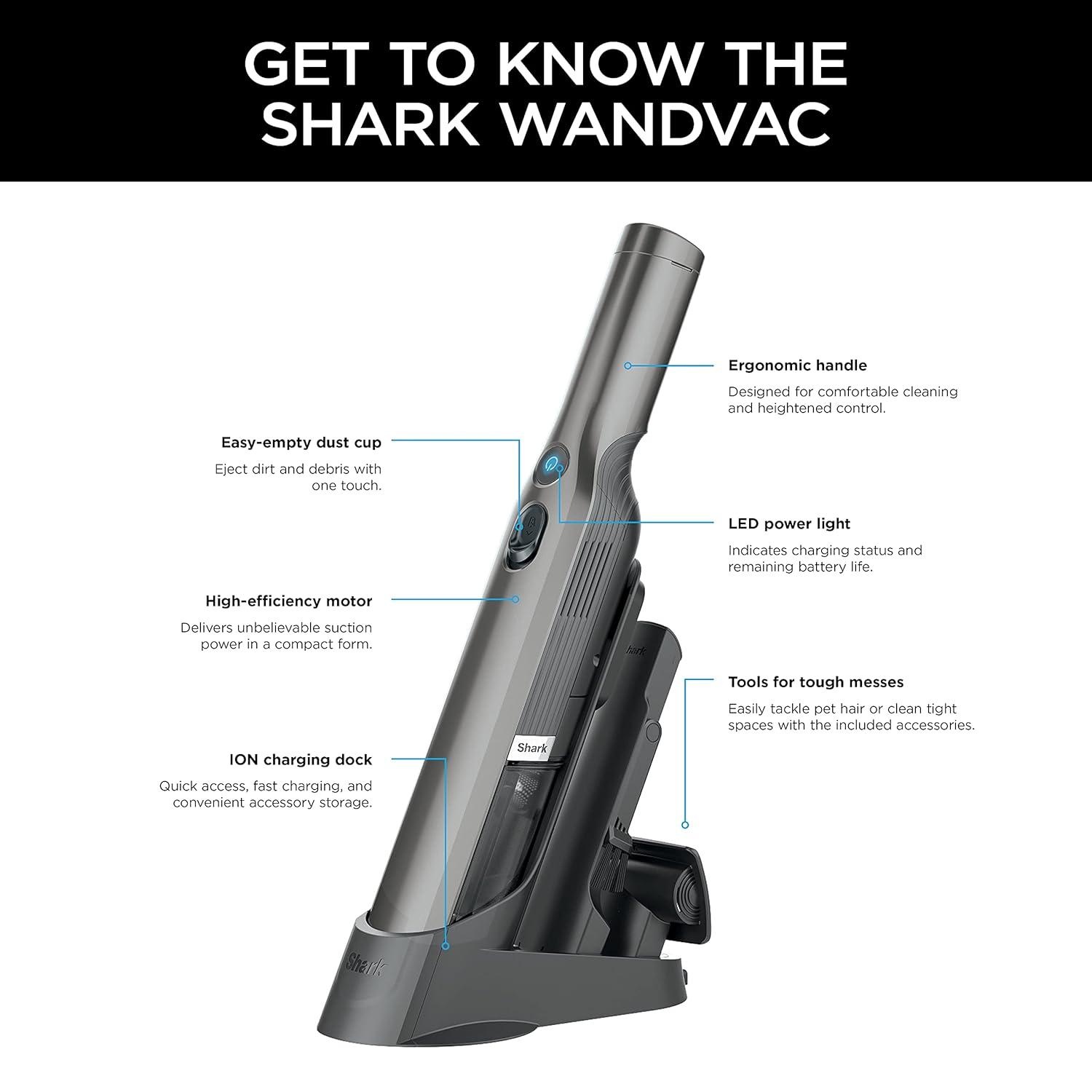 Shark lon WANDVAC System Ultra-Lightweight Powerful Cordless Stick Vacuum with Charging Dock