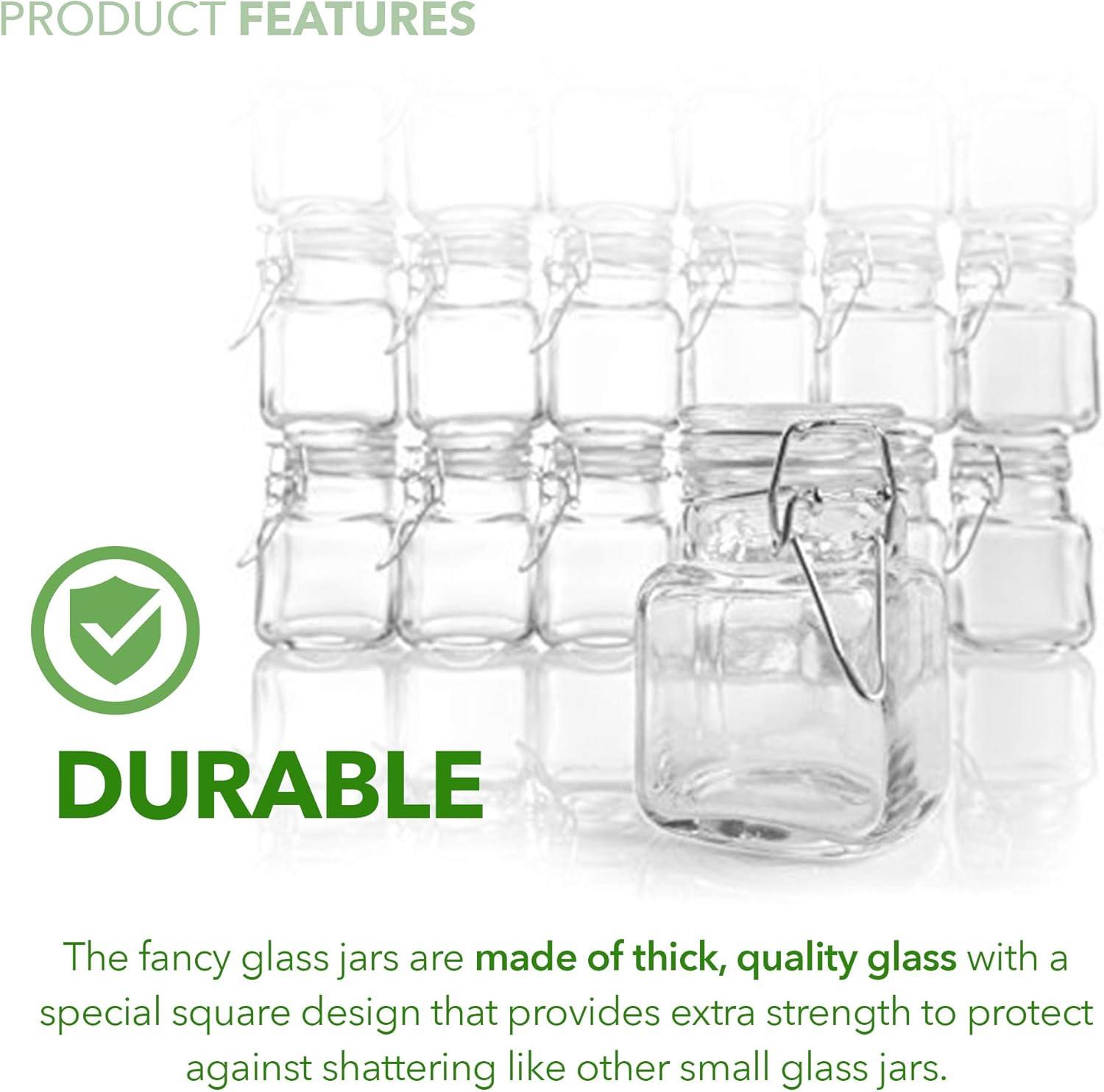 12 Pack, 3 oz Airtight Glass Jars with Leakproof Lids - Spice Jars, Party Favors