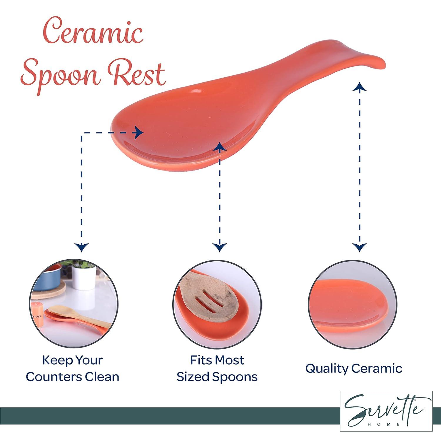 Servette Home Orange New Ceramic Spoon Rests