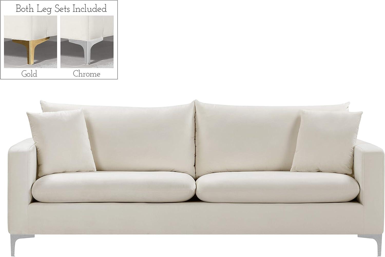 Meridian Furniture Naomi Cream Velvet Sofa