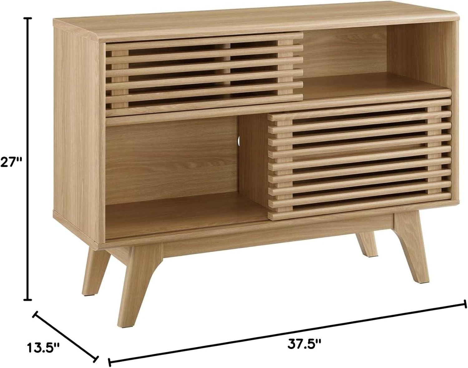 Modway Render Display TV Stand for TVs up to 48" Oak: Modern Media Console with Fixed Shelves, MDF Construction