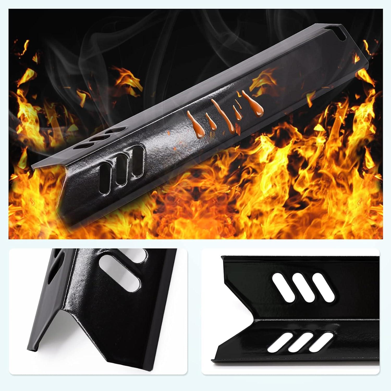 Unicook 15 Inch Grill Heat Plates for Dyna-Glo, Grill Burner Covers, Grill Parts Porcelain Heat Shields for Backyard, 4 Pack