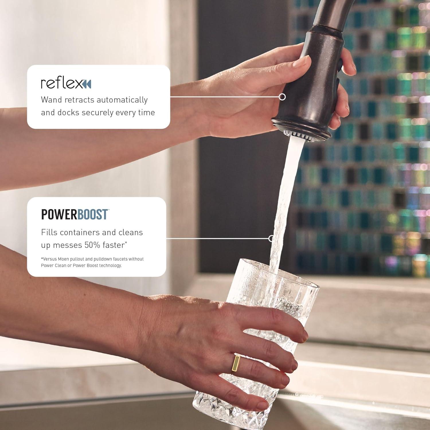 Moen MOEN Brantford Single-Handle Pull-Down Sprayer Kitchen Faucet with Reflex and Power Boost in Oil Rubbed Bronze 7185ORB