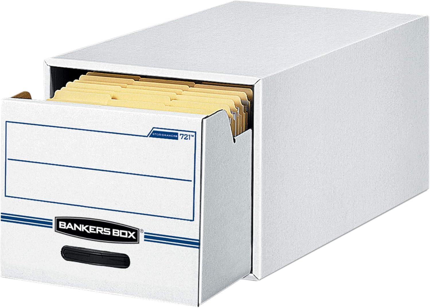 Bankers Box 00722 16.75 in. x 19.5 in. x 11.5 in. STOR/DRAWER Basic Space-Savings Storage Drawers for Legal Files - White/Blue (6/Carton)