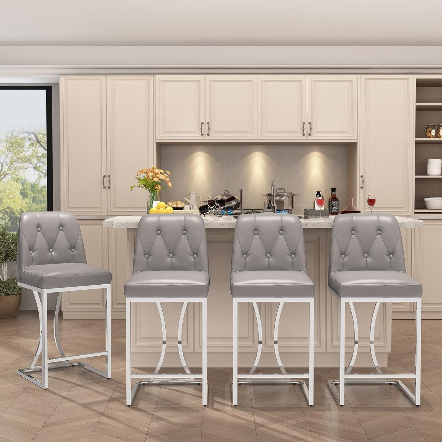 Mercer41 24" Counter Height Bar Stools with Back Kitchen Island Stools
