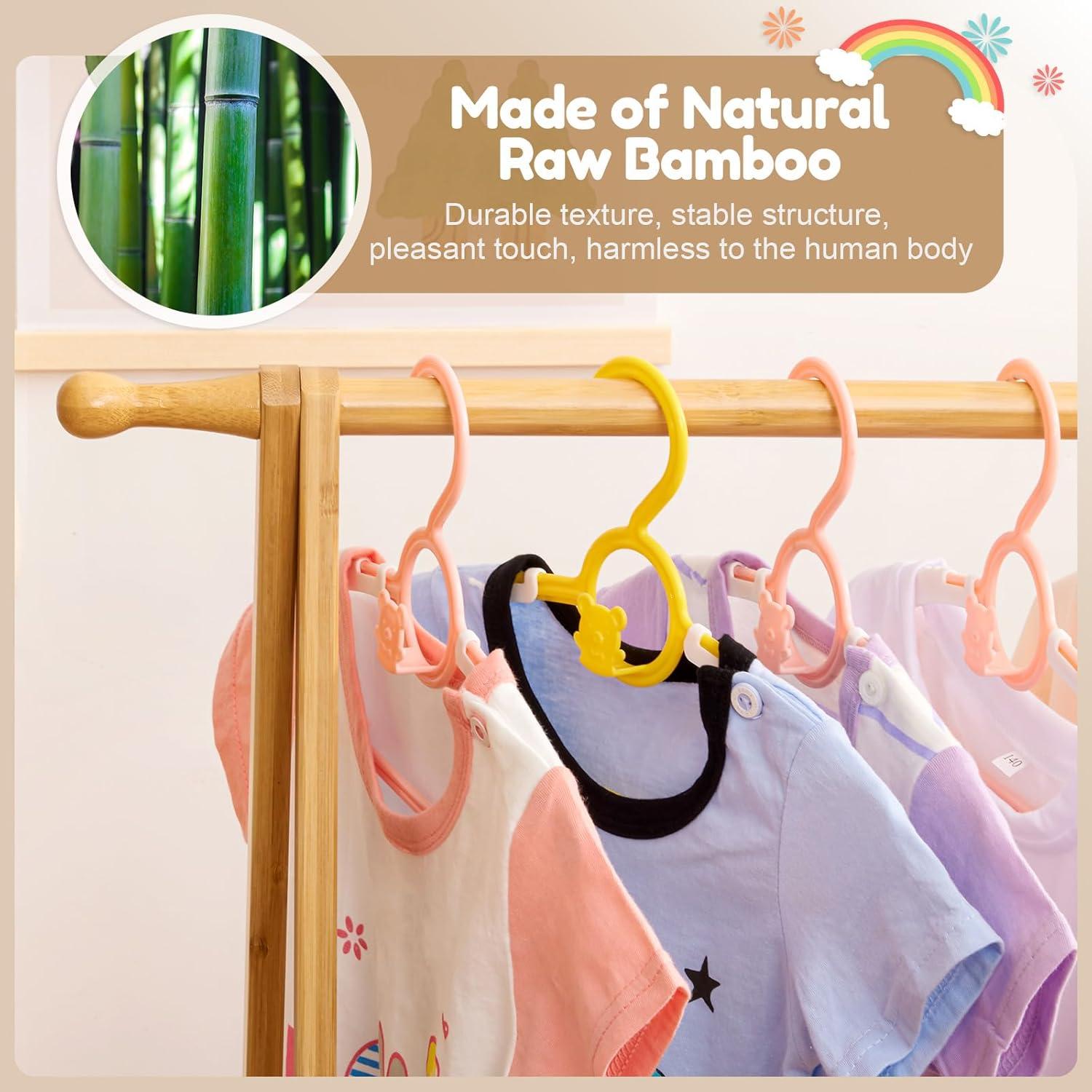 Natural Bamboo Kids Clothing Rack with Storage Box