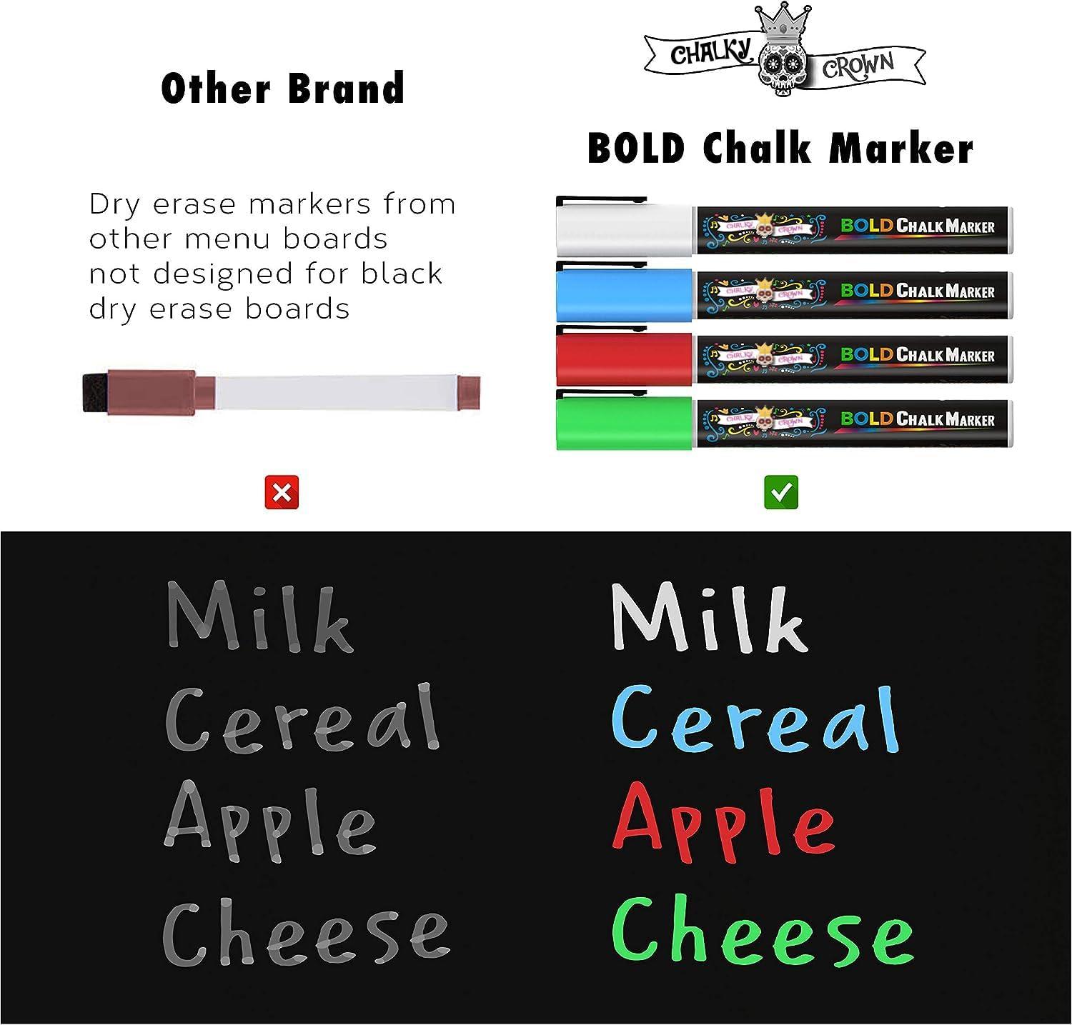 CHALKY CROWN Magnetic Dry Erase Menu Board for Fridge with 4 Liquid Chalk Markers