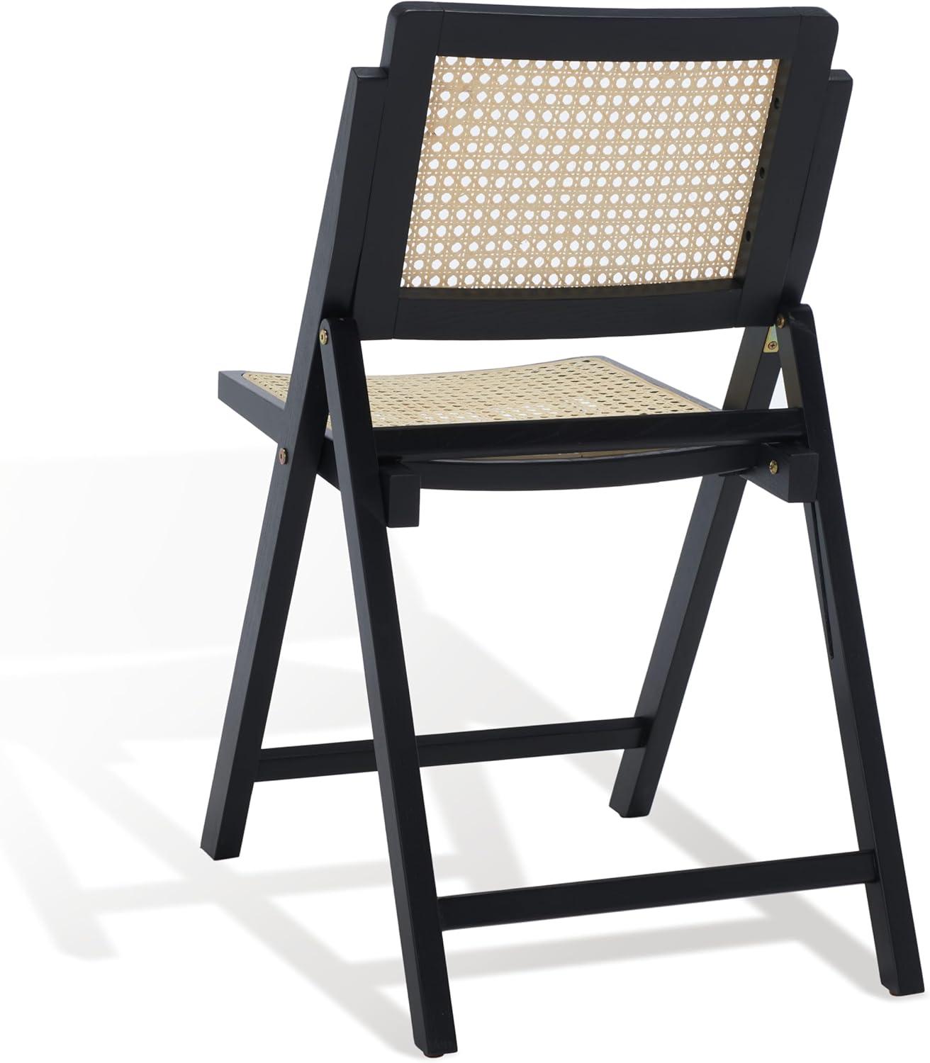 SAFAVIEH Couture Desiree Modern Cane Solid Folding Dining Chair, Black/Natural (Set of 2)