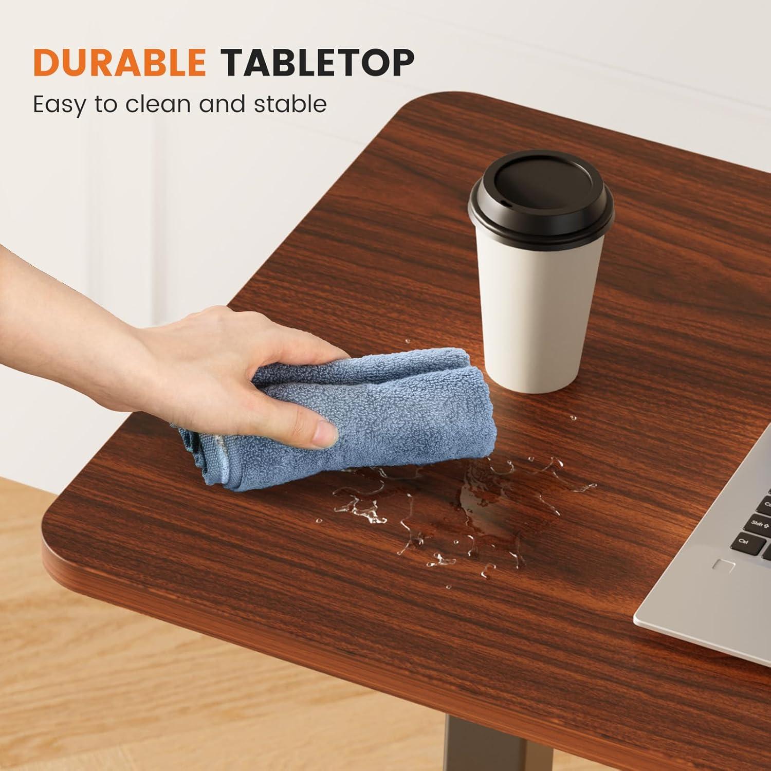 Sweetcrispy Overbed Bedside Table with Wheels, Adjustable Hospital & Home Use Bed Rolling Laptop Table, Mobile Standing Desk, Rustic Brown