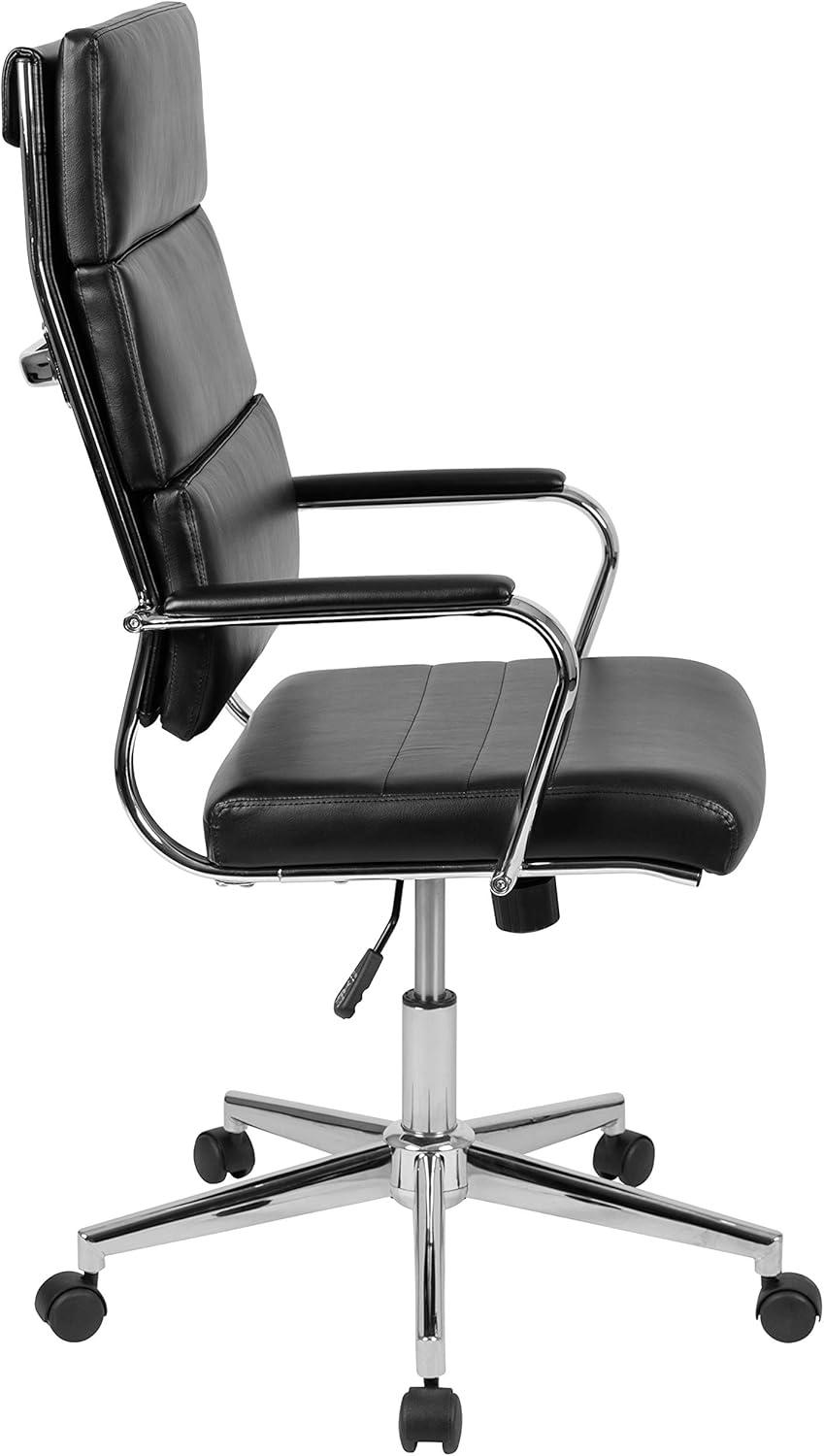 Flash Furniture Hansel High Back Black LeatherSoft Contemporary Panel Executive Swivel Office Chair