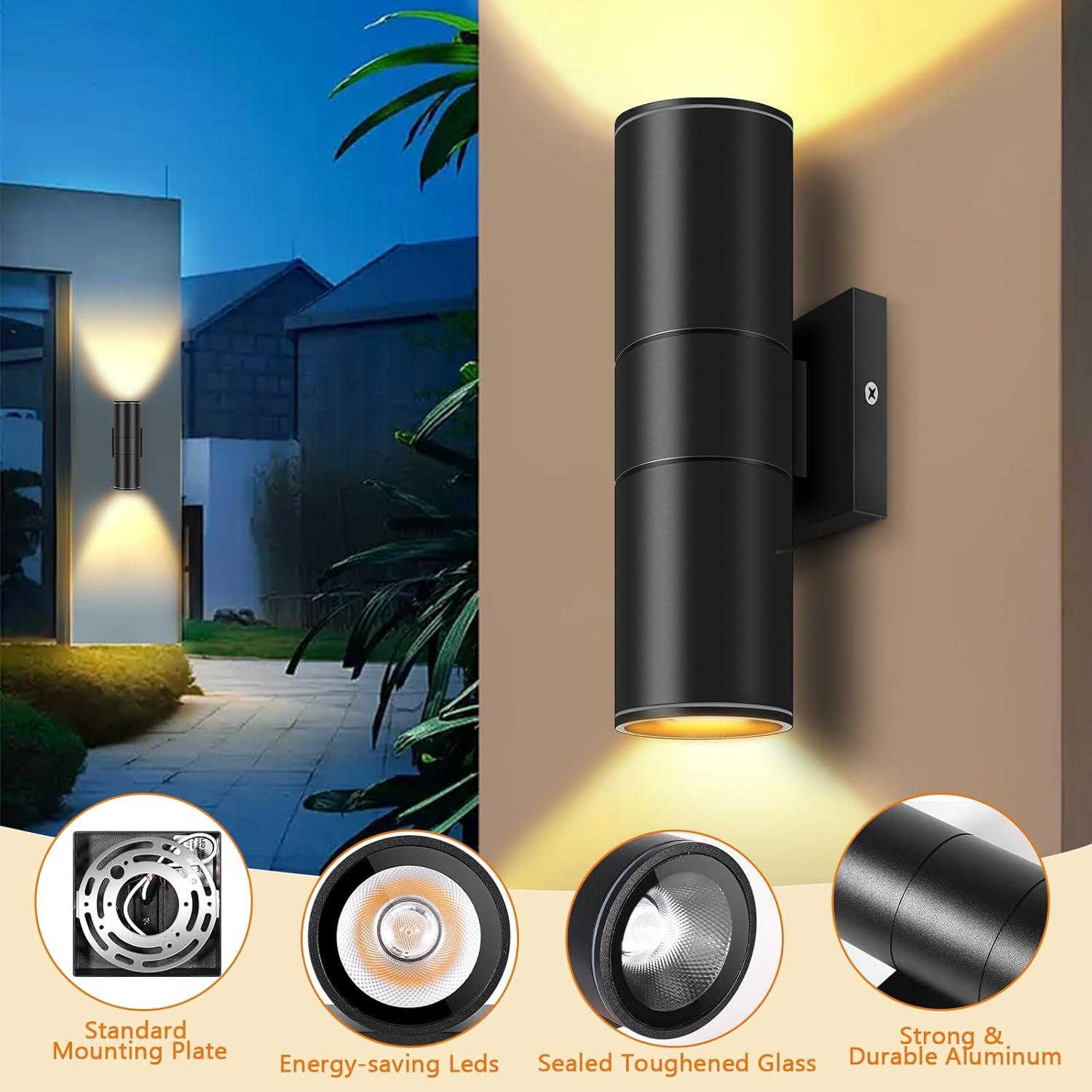 Outdoor Wall Light Fixtures: Cylinder Outdoor Wall Sconce Light - Aluminum Modern Exterior Wall Llights for Porch