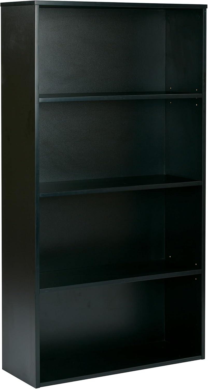 TJUNBOLIFE OSP Designs Prado 4- Bookcase with 3/4-Inch Shelves and 2 Adjustable/2 Fixed Shelves  60-Inch  Black