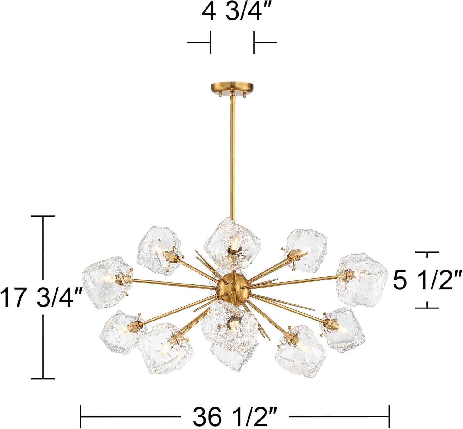 Stiffel Golden Bronze Large Sputnik Pendant Chandelier 36 1/2" Wide Modern LED Ice Glass 12-Light Fixture House Foyer