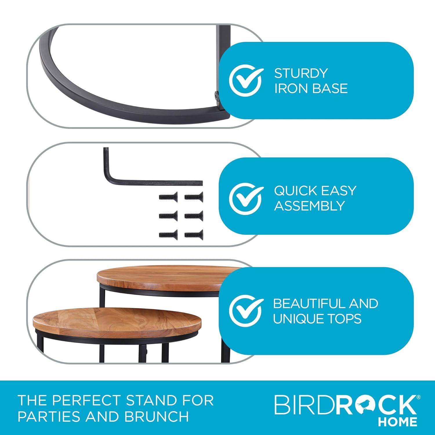 BIRDROCK HOME Wooden Nesting Side Tables - Mid Century Modern Stackable Coffee Table - Space-Saving Wooden End Table for Living Room, Bedroom, Centerpiece, Office, Balcony - Natural Mango Wood - 2 Set