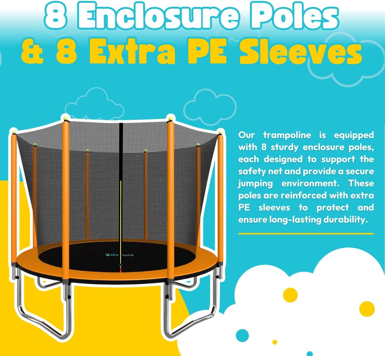 SkyBound 10ft Outdoor Recreational Trampoline for Kids and Adults with Enclosuure Net, Orange