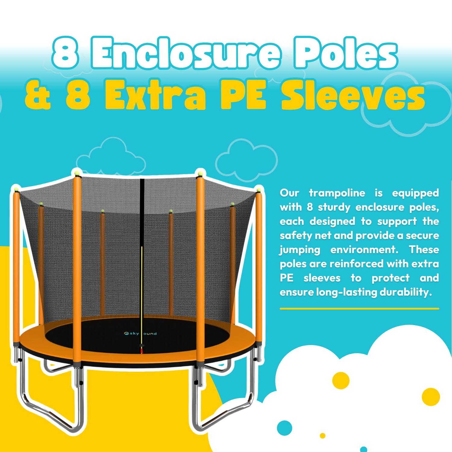 SkyBound 10ft Outdoor Recreational Trampoline for Kids and Adults with Enclosuure Net, Orange