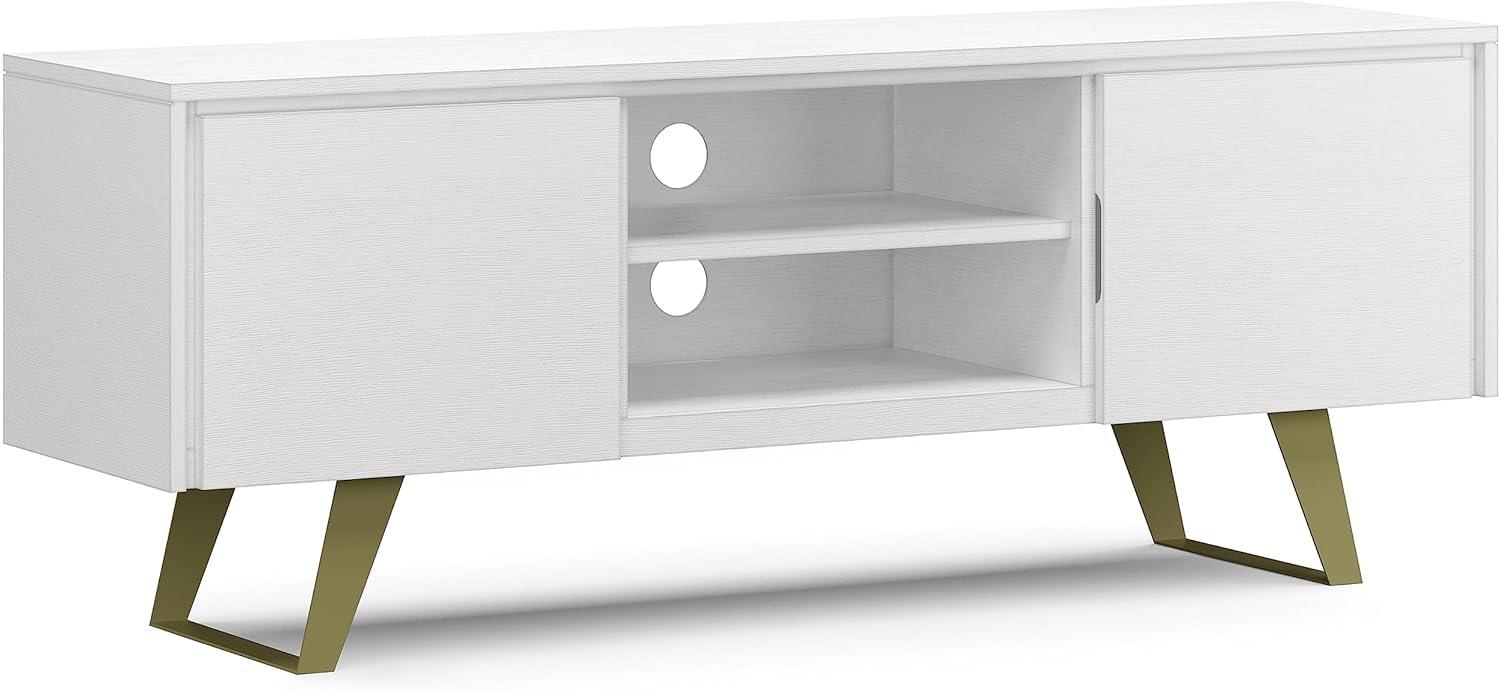 Simpli Home Lowry 63"W Solid Wood Modern Industrial TV Stand for TVs up to 70" with Storage
