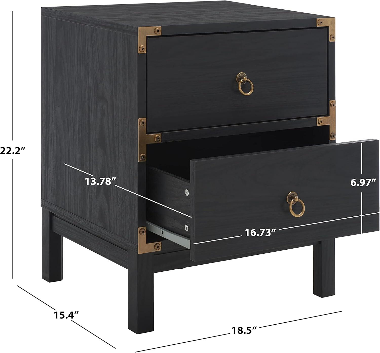 Galio Black and Gold 2-Drawer Nightstand