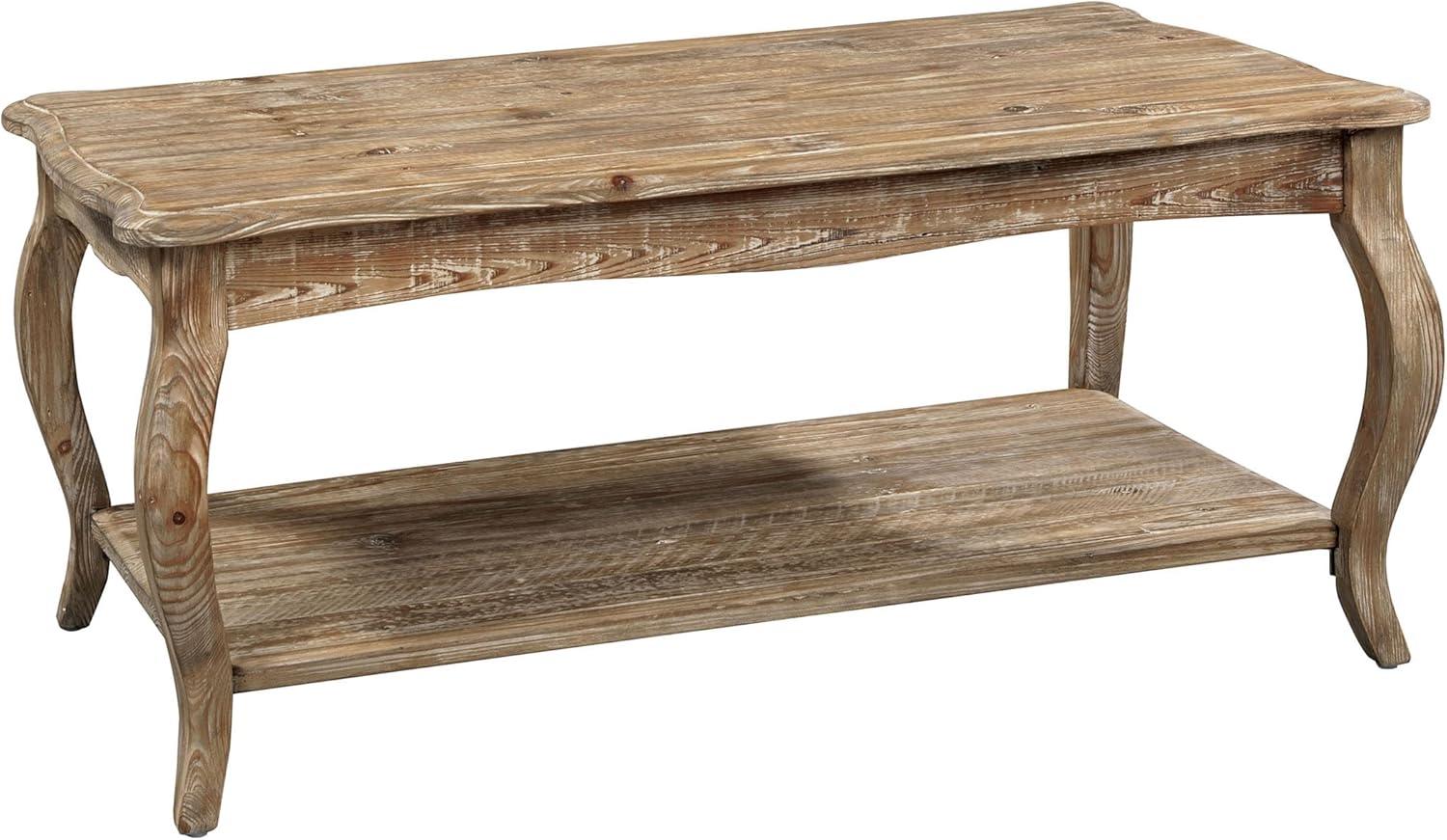 Alaterre Austerity Wood Coffee Table with Open Shelf, Driftwood Natural Finish, Accent & Occasional Furniture, Assemble Required