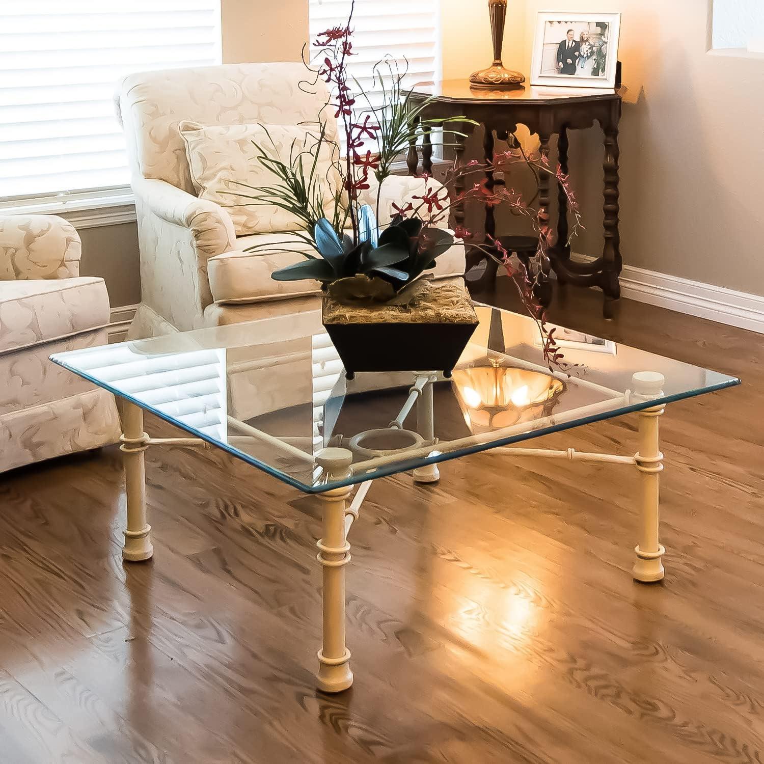 36 Inch Square Glass Table Top 1/4 Inch Thick Clear Tempered Glass With Flat Edge Polished
