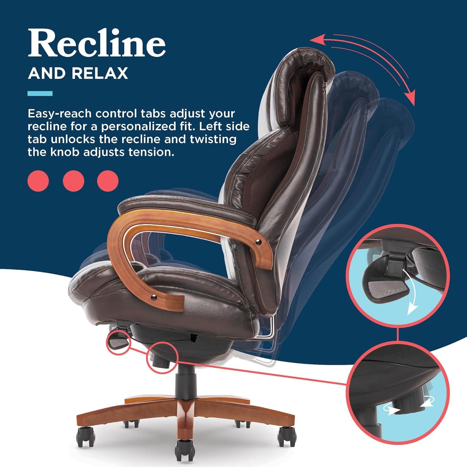 La-Z-Boy Big and Tall Trafford Executive Office Chair with AIR Ergonomic Support Technology, High Back Ergonomic Chair with Lumbar Support, Bonded Leather & Reviews | Wayfair