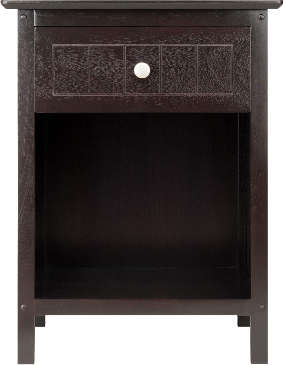 Transitional Brown Solid Wood 1-Drawer Accent Table