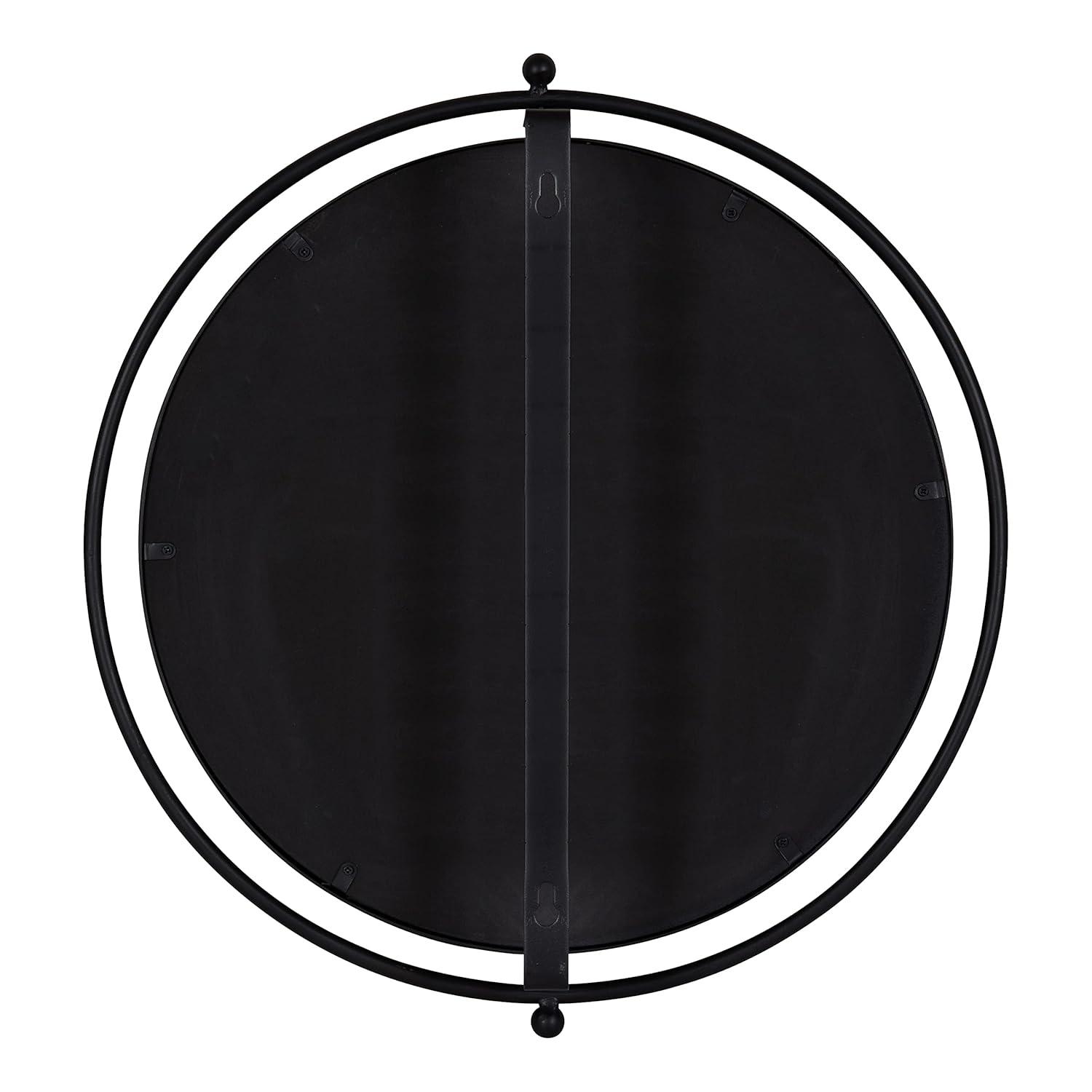 Kate and Laurel Baron Pivot Mirror, Black 21" Diameter
