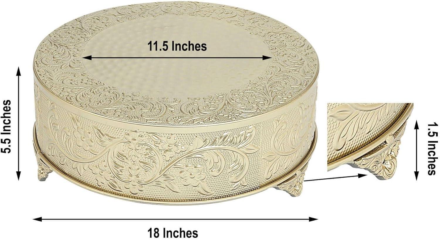 Efavormart 18 inch Gold Round Embossed Metal Cake Plateau Stand Riser Wedding Birthday Party Dessert Cake Pedestal Display Plate