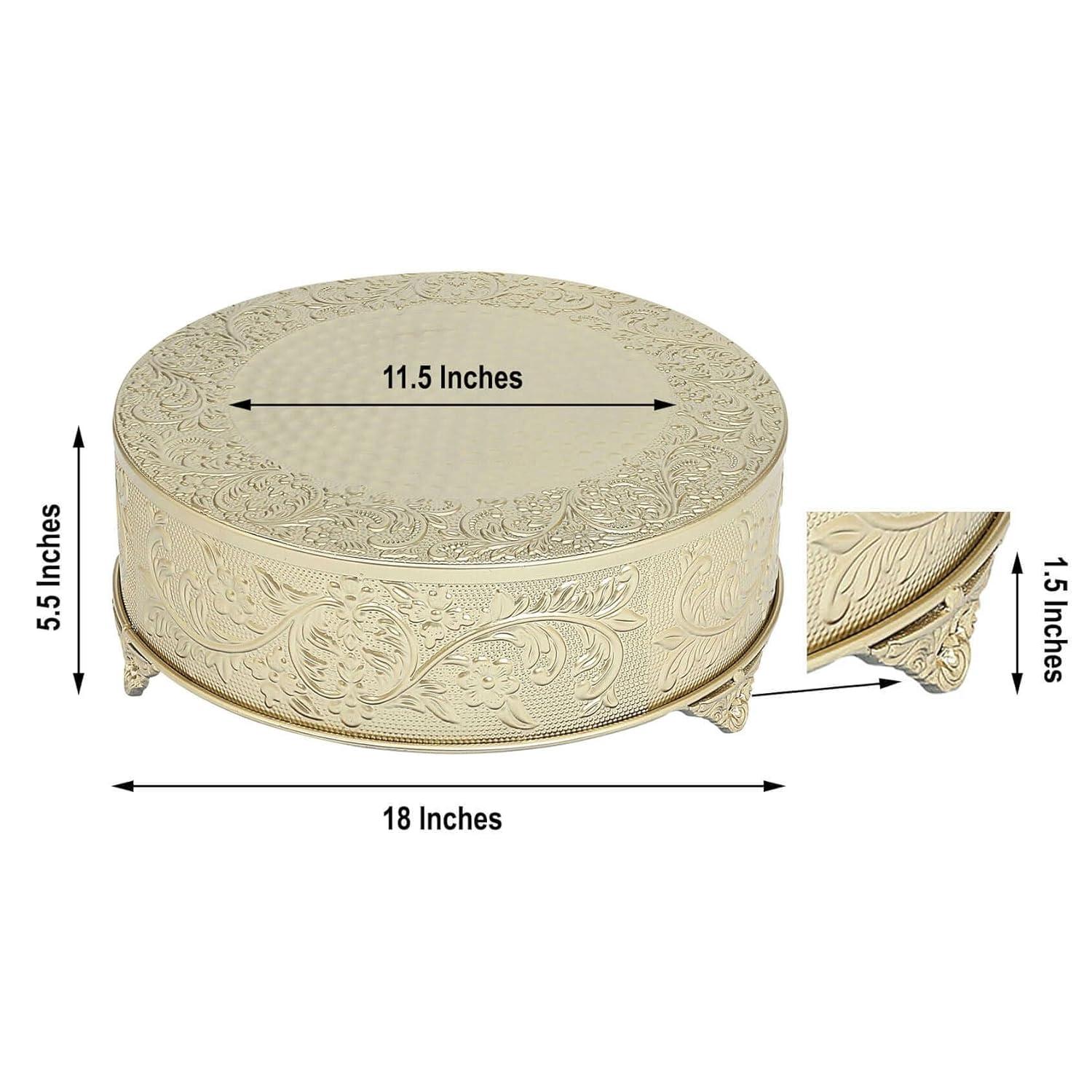 Efavormart 18 inch Gold Round Embossed Metal Cake Plateau Stand Riser Wedding Birthday Party Dessert Cake Pedestal Display Plate