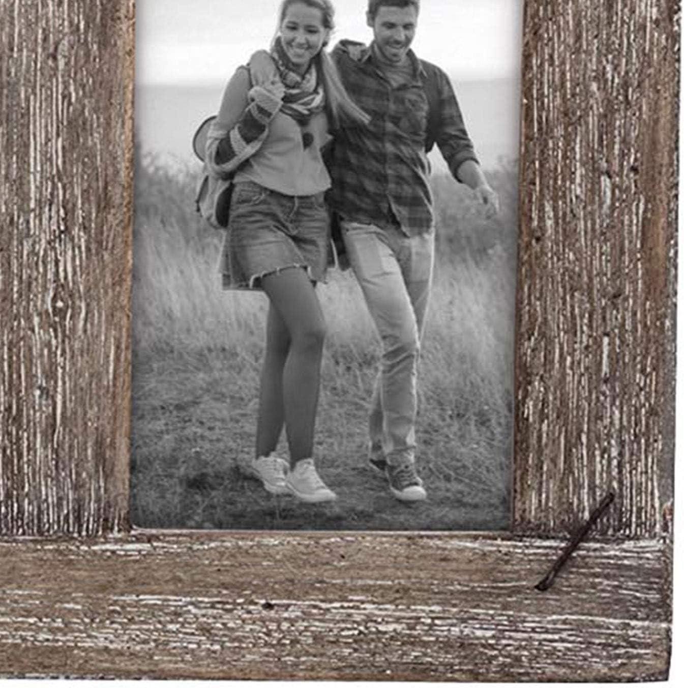 4 x 6 inch Decorative Distressed Wood Picture Frame with Nail Accents - Holds 3 4x6 Photos - Foreside Home & Garden