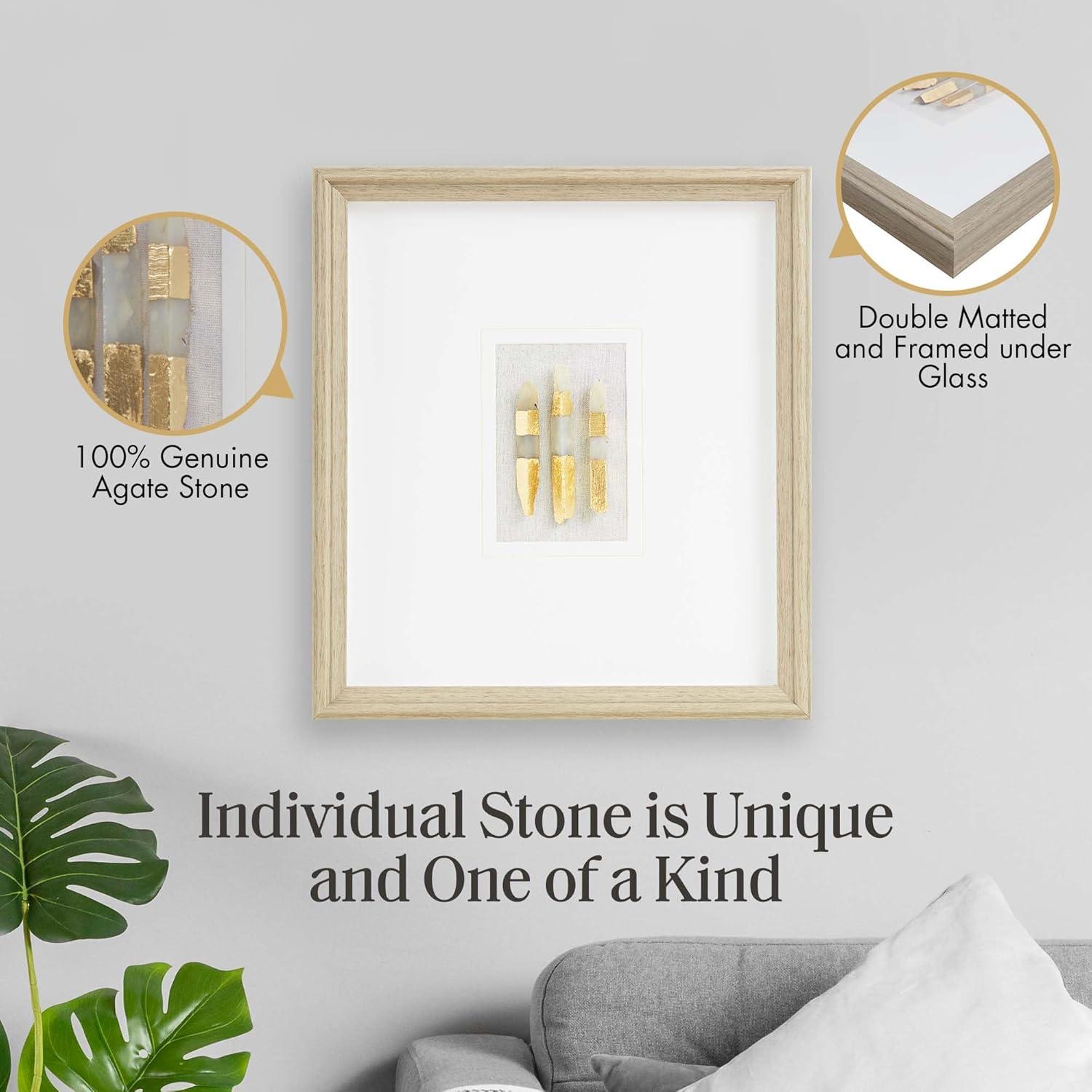 Staggered Stones Off-White Natural Agate Double Mat Shadow Box Wall Décor