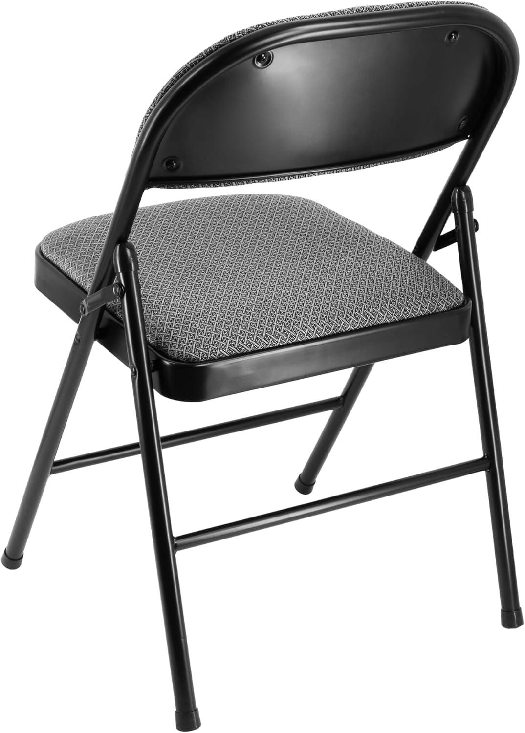 Elama 4 Piece Metal Folding Chair with Padded Seats in Dark Blue