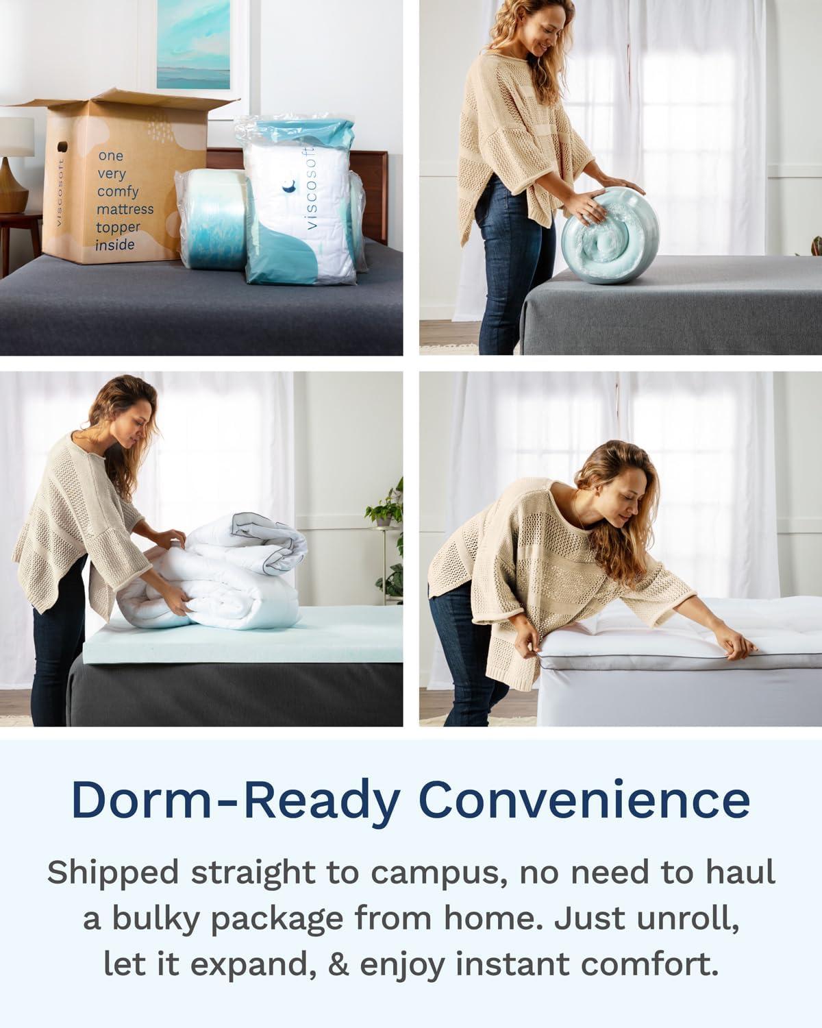 Mattress Topper - 4 Inch - CertiPUR-US Certified Gel Memory Foam - Hybrid Lux Dual Layer by Viscosoft  Twin XL