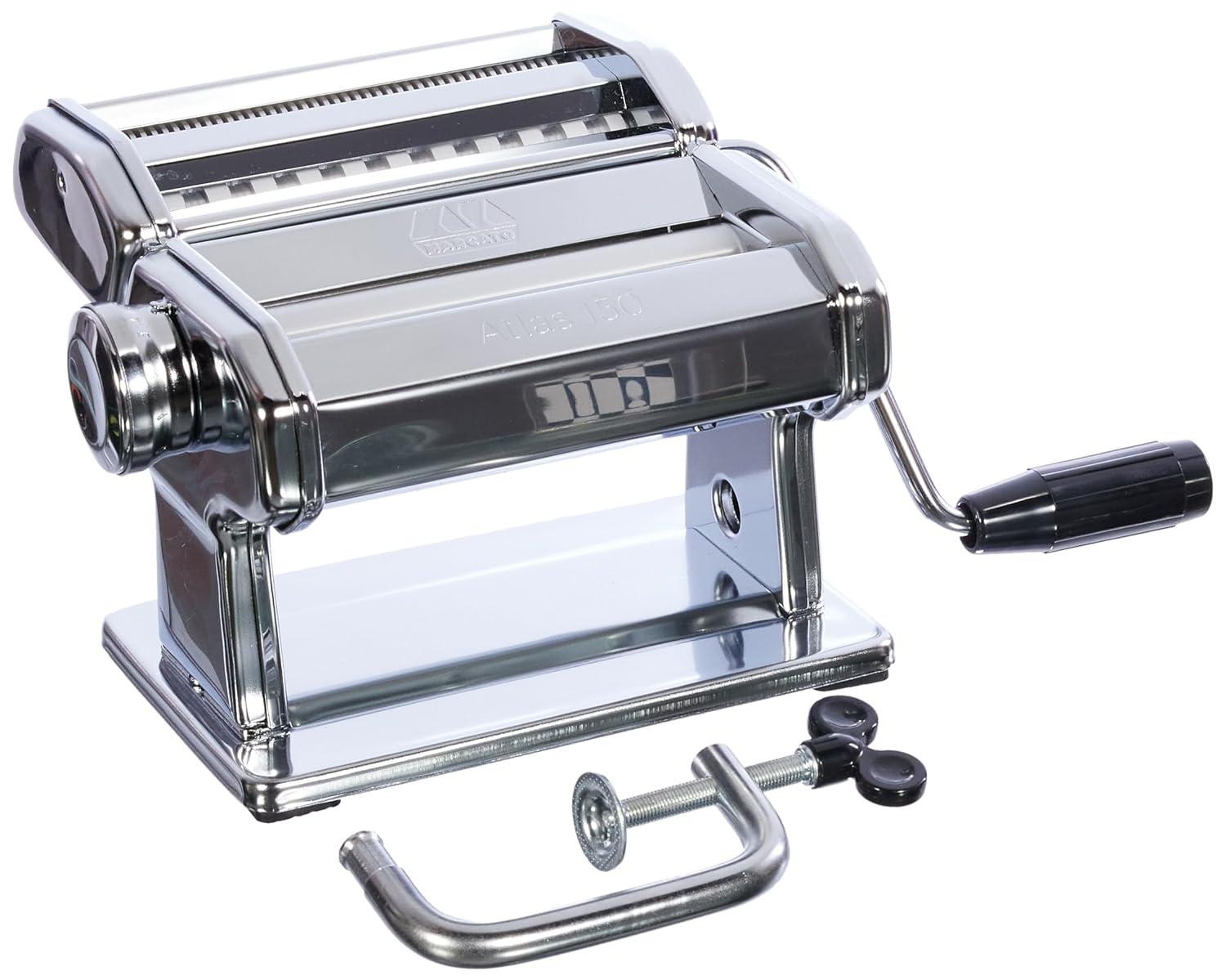 Marcato Atlas 150 Pasta Machine with Cutter and Hand Crank, Made in Italy
