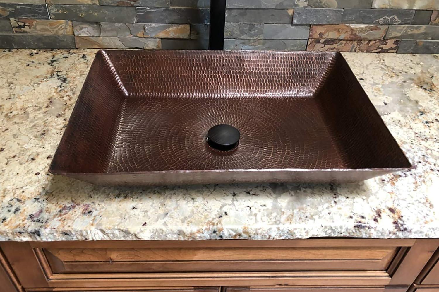 20" Rectangular Vessel Hand Hammered Copper Sink