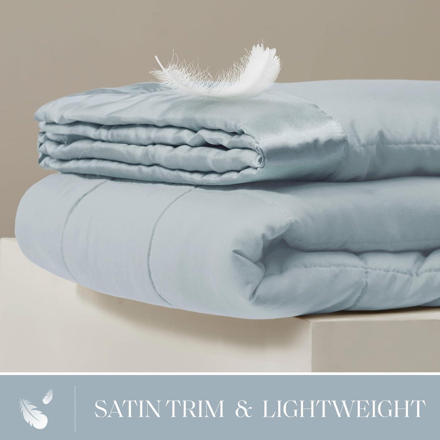 Lightweight Down Alternative Blanket with Satin Trim
