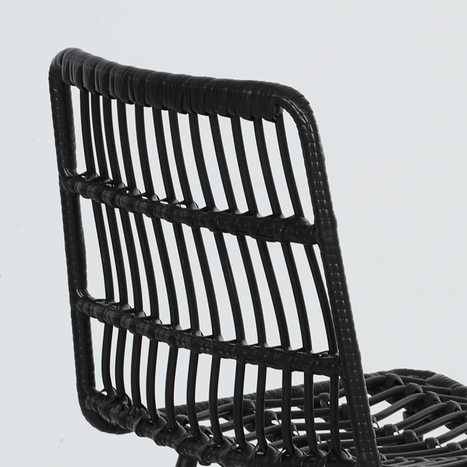 HOMCOM Rattan Counter Height Bar Stools Set of 2 Barstools with Back, Black