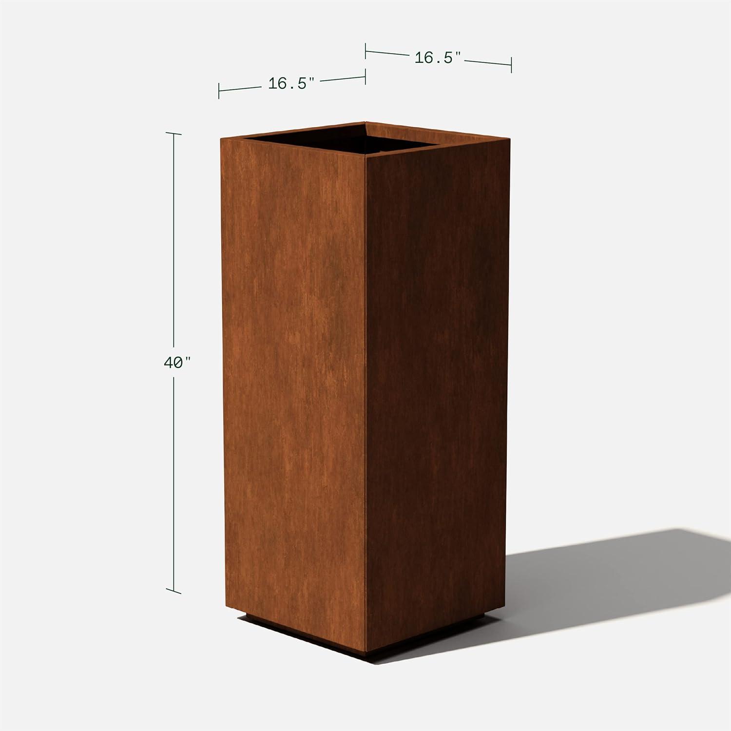 Tall Rust Corten Steel Outdoor Pedestal Planter