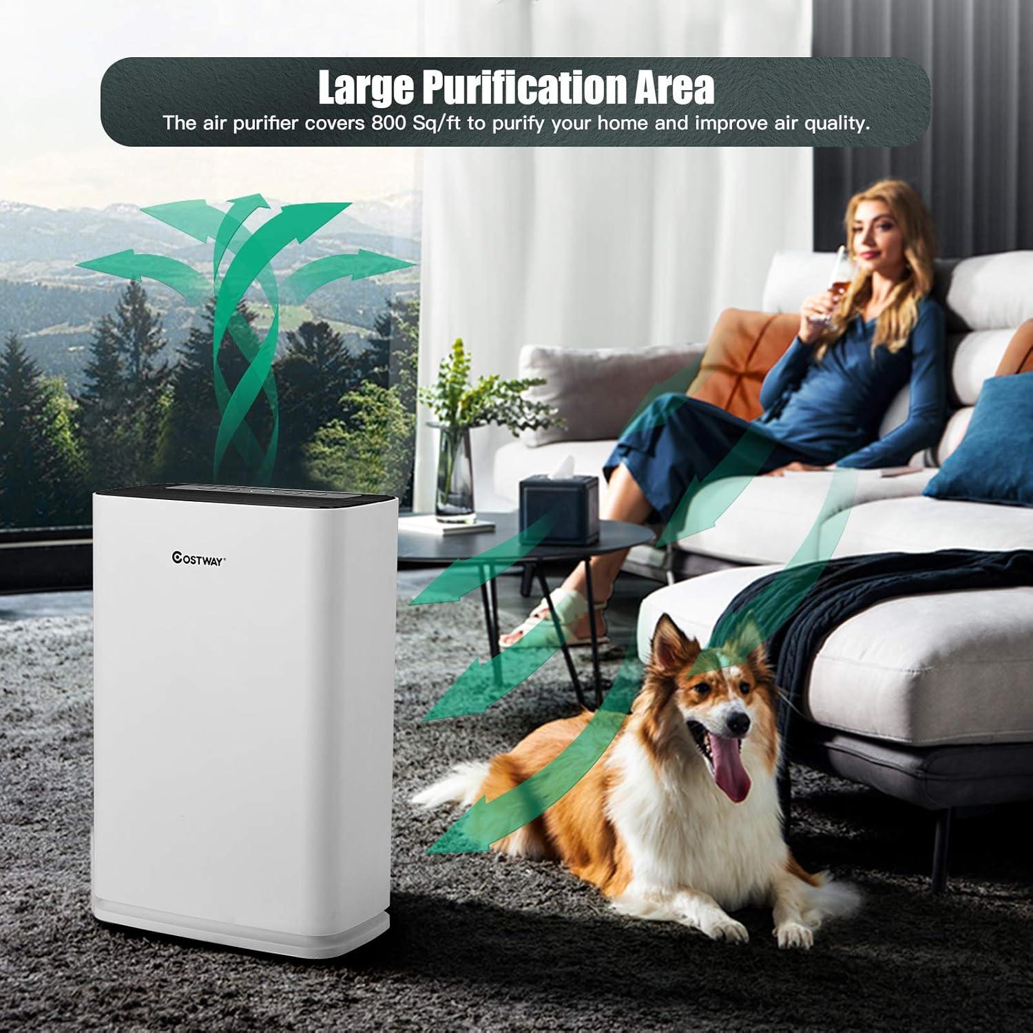 Costway White HEPA Air Purifier with Odor Absorbing Filter