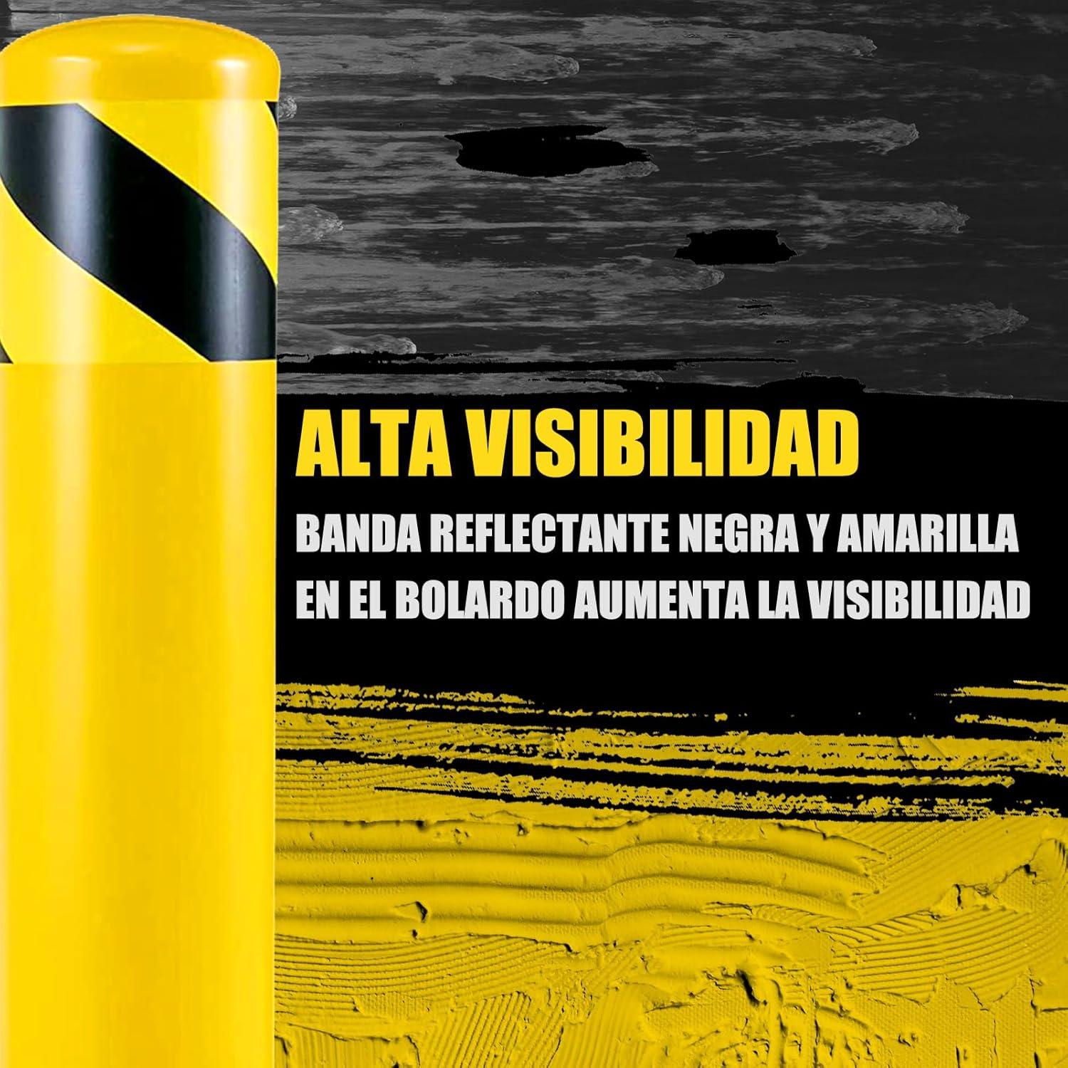 Safety Bollard Post, Steel Bollards,Parking Bollard, Yellow Powder Coated Safety Parking Barrier Post, for Traffic Sensitive Areas (6, 42"H*3.5"D)