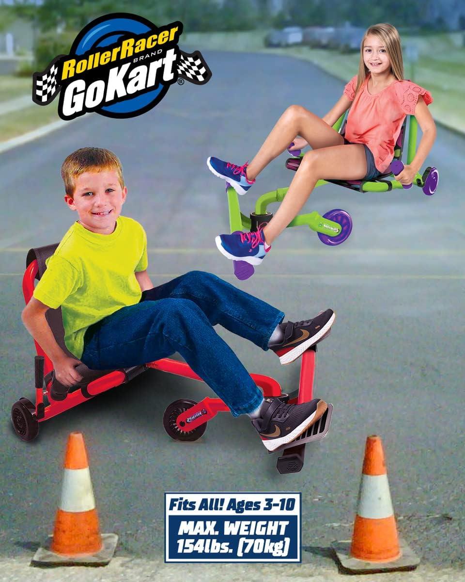 Roller Racer Red Go Kart, - Swing Side-to-Side for Amazing Ride, Powered by Zig-Zag Motion