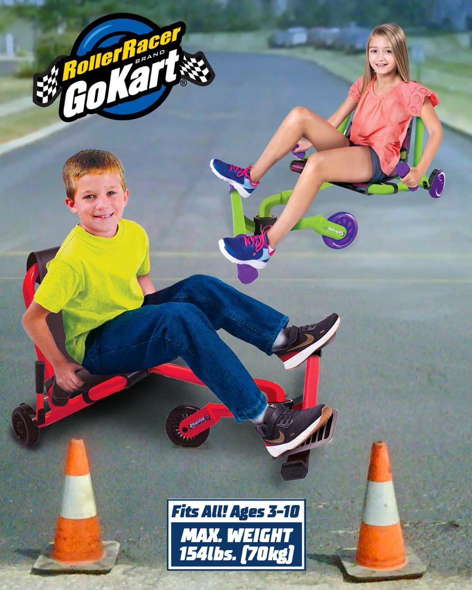 Roller Racer Red Go Kart, - Swing Side-to-Side for Amazing Ride, Powered by Zig-Zag Motion