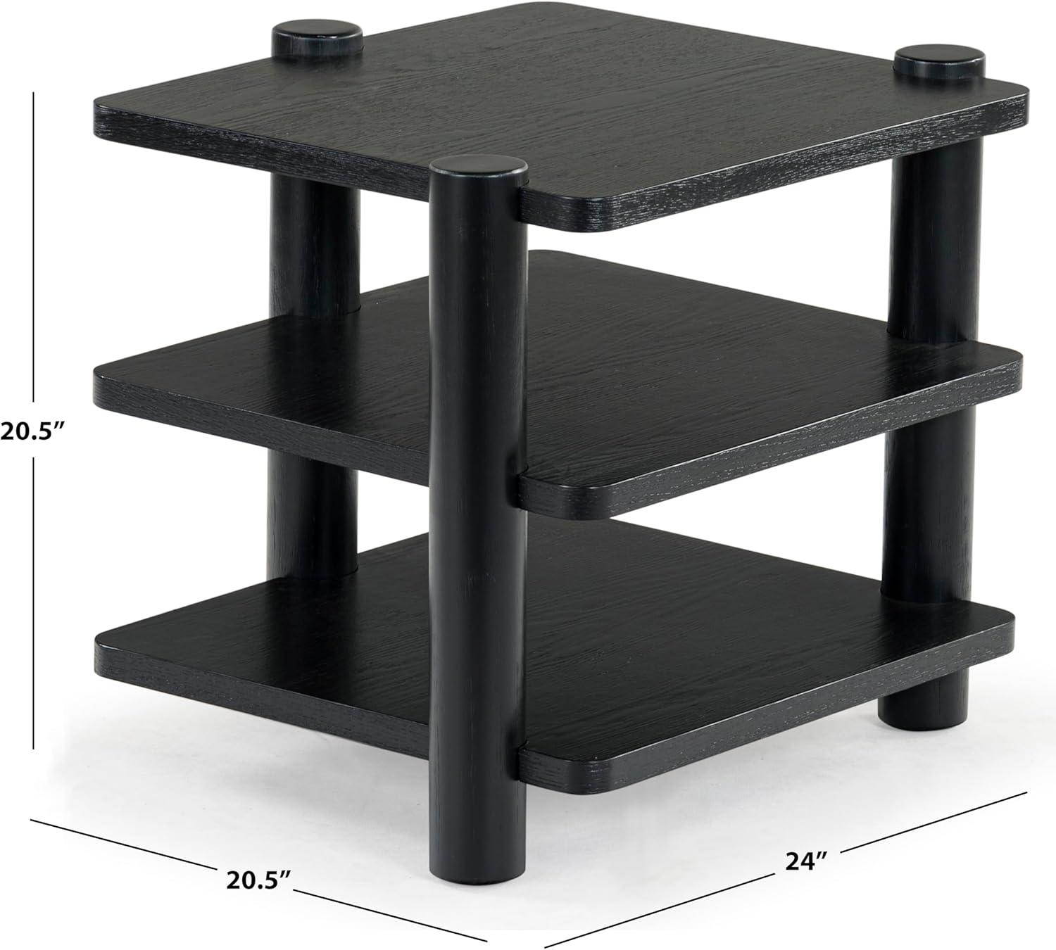 Edisyn Black Solid Wood 3-Shelf Accent Table