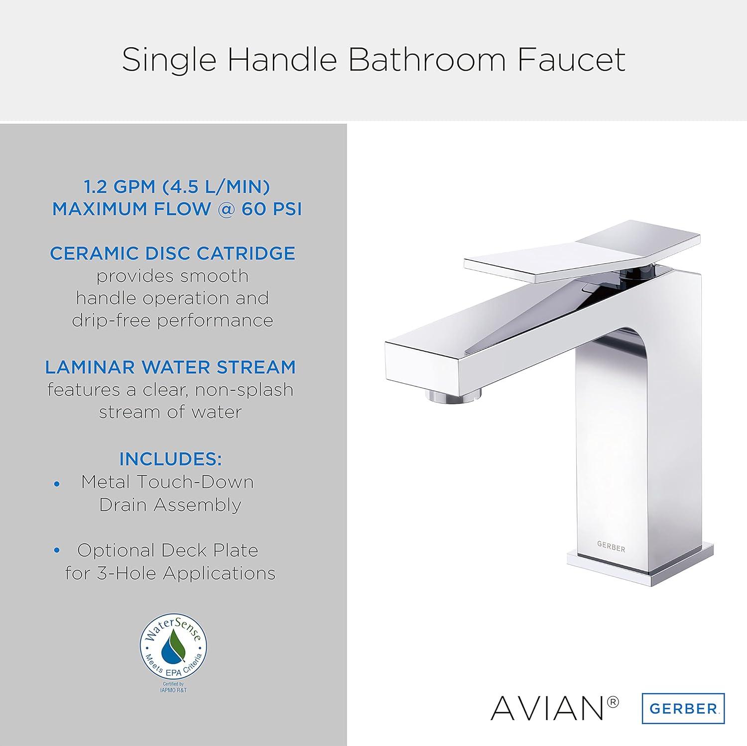 Avian Single Hole Bathroom Faucet with Drain Assembly