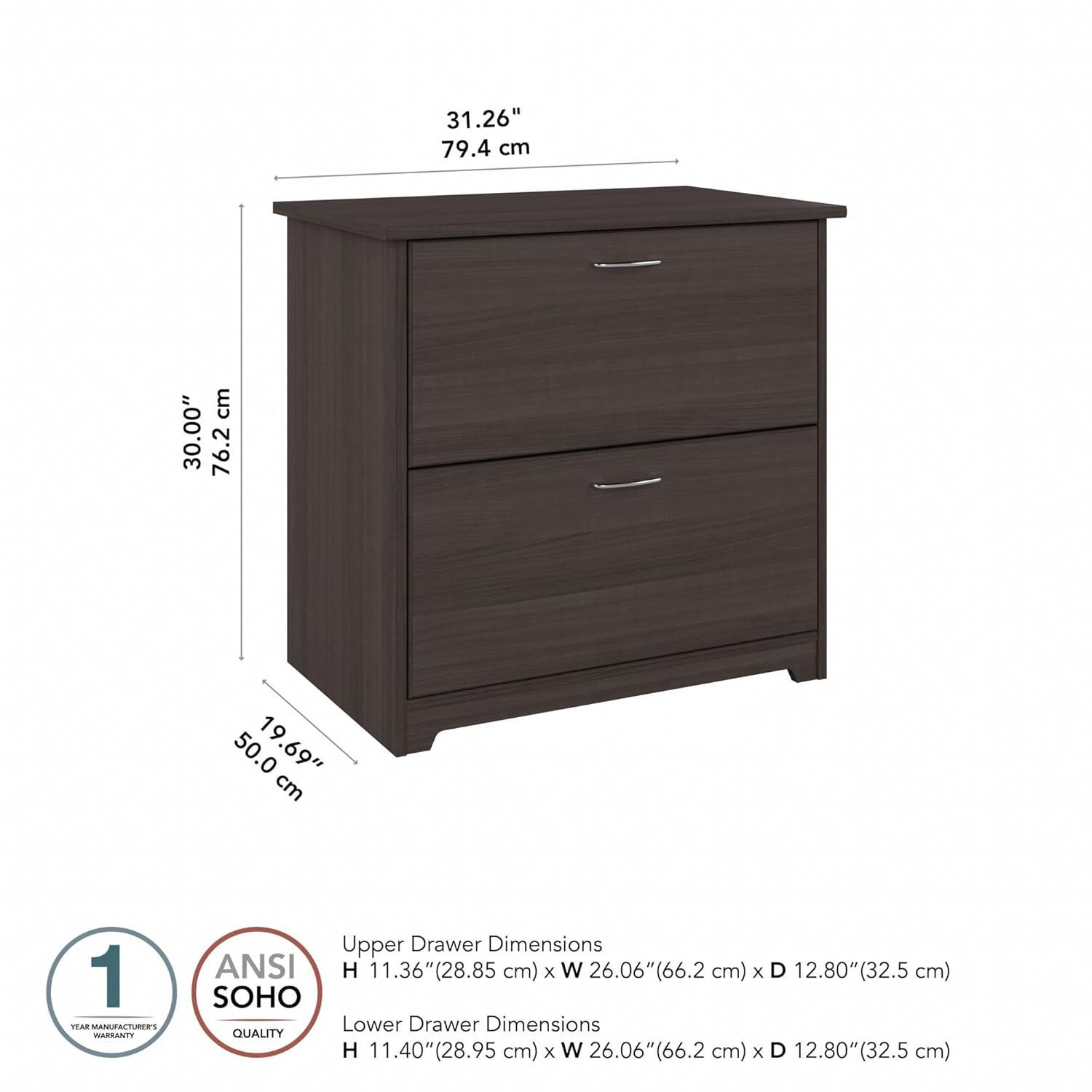 Cabot Modern 2 Drawer Lateral File Cabinet in Heather Gray