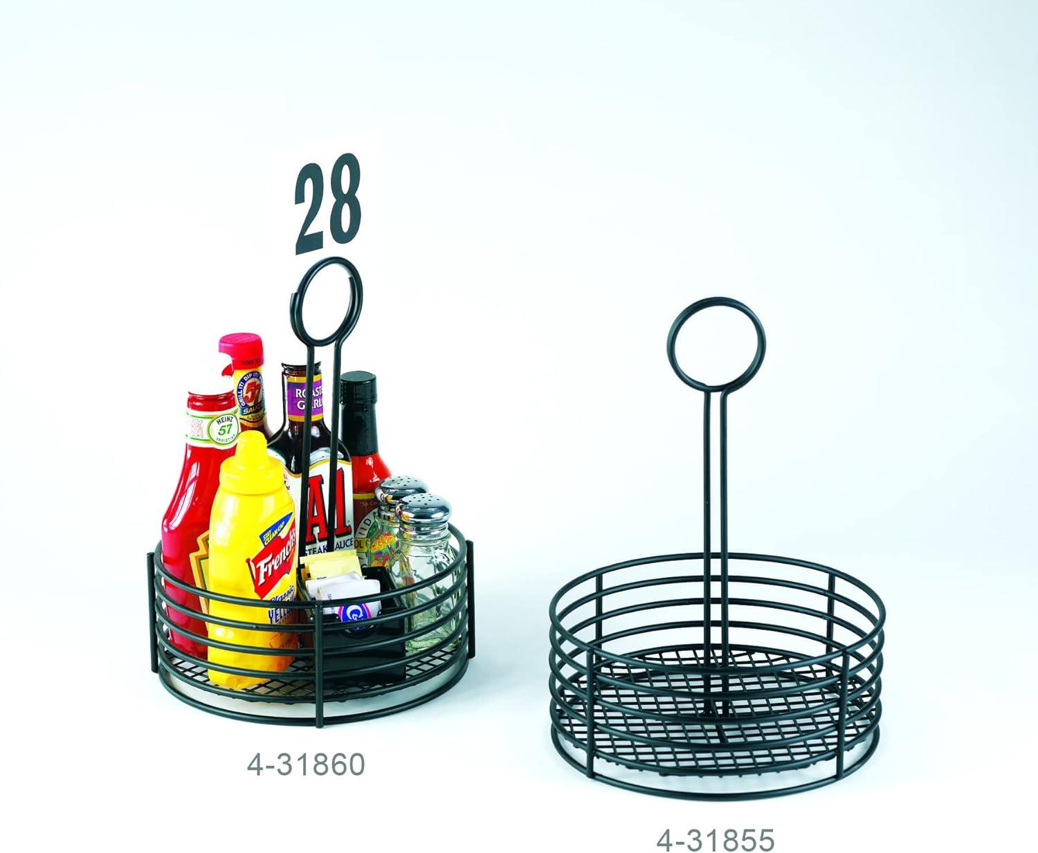 Black Iron Round Condiment Caddy with Number Holder