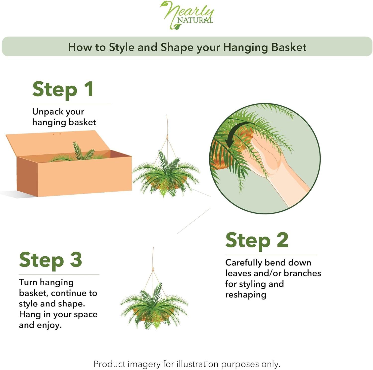 Nearly Natural Boston Fern Hanging Basket